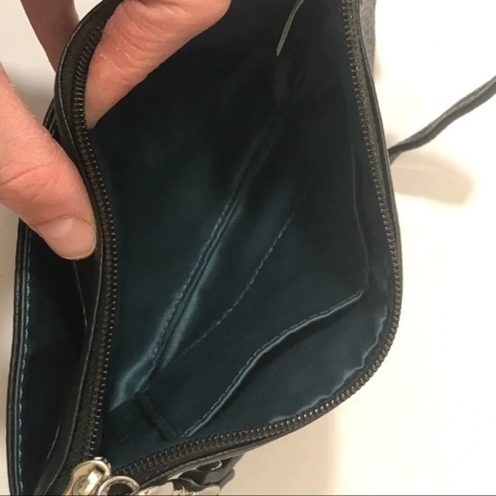 Coach black leather turnlock wristlet
